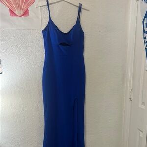 City Studio Blue Spaghetti Strap Slip Maxi Dress